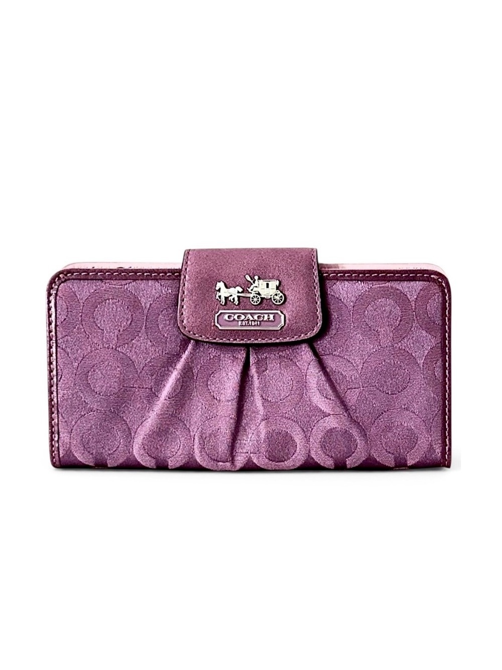 Coach Madison Op Art Slim Envelope Signature Logo Sateen Pleated 41985